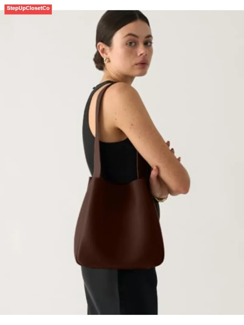 Women's Slouchy Hobo Shoulder Bag - Vegan PU Leather Tote Purse